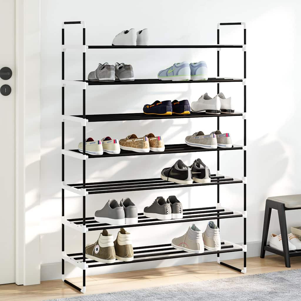 VidaXL Schuhregal mit 7 Ablagen, Metall und Kunststoff, Schwarz