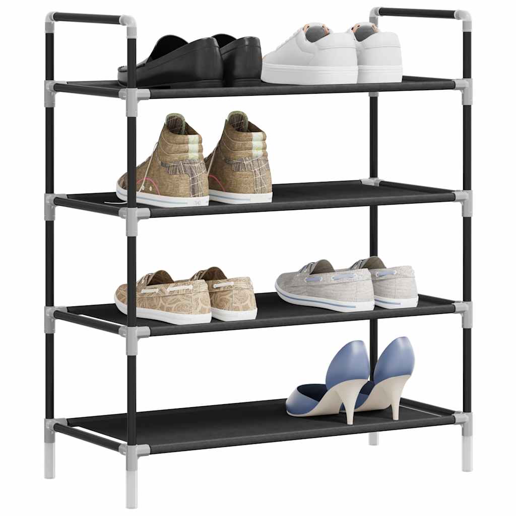 VidaXL Schuhregal mit 4 Ablagen, Metall und Vliesstoff, Schwarz