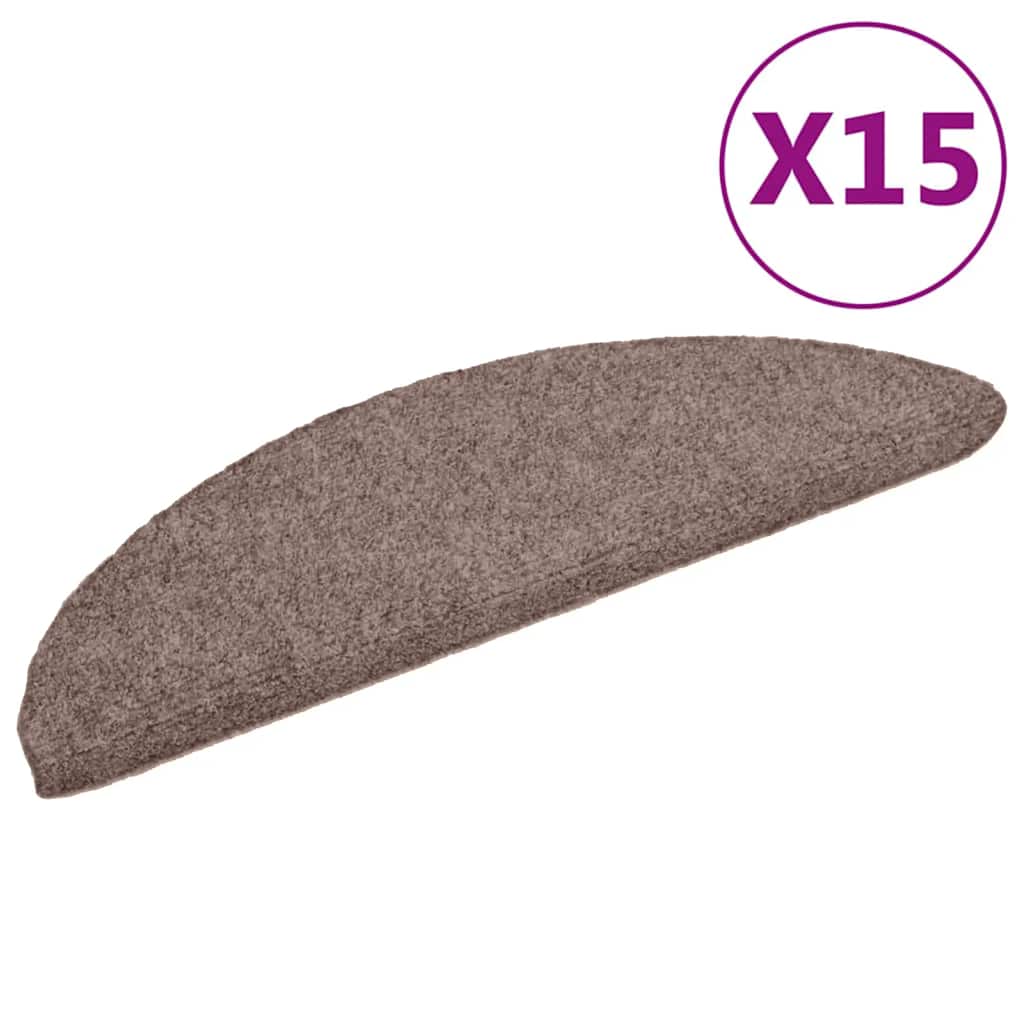 Vidaxl trapmatten zelfklevend 15 stuks 56x17x3 cm lichtbruin halfrond