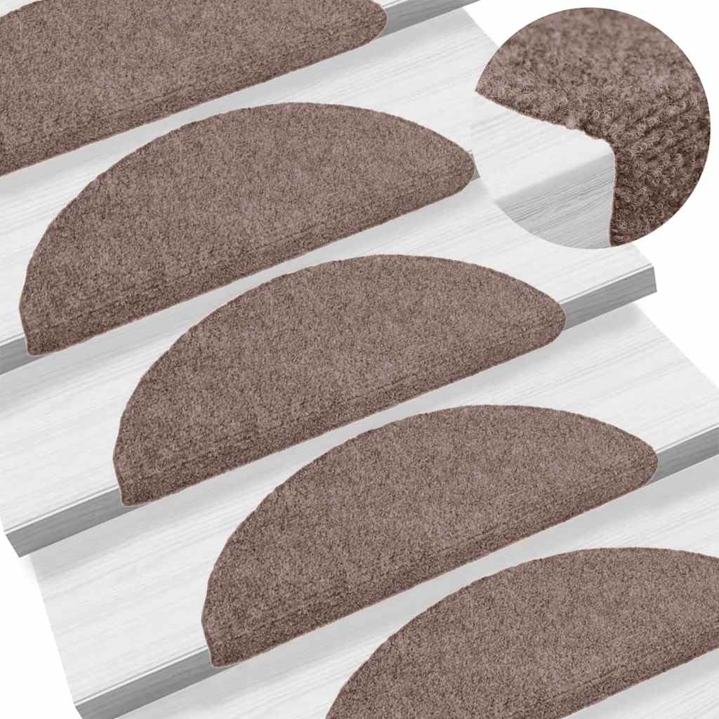 Vidaxl trapmatten zelfklevend 15 stuks 56x17x3 cm lichtbruin halfrond