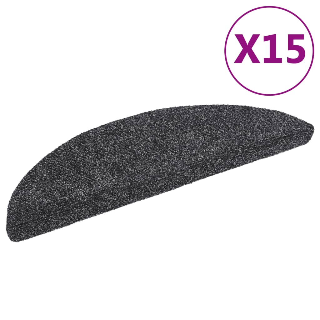 VidaXL Selbstklebende Treppenmatten 56 x 17 x 3 cm Nadelfilz Dunkelgrau 15 Stück