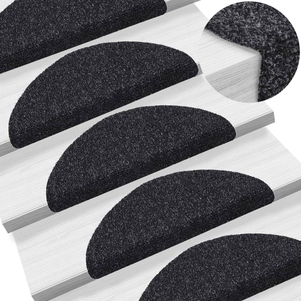VidaXL Selbstklebende Treppenmatten 56x17x3 cm Nadelfilz Schwarz 15 Stück