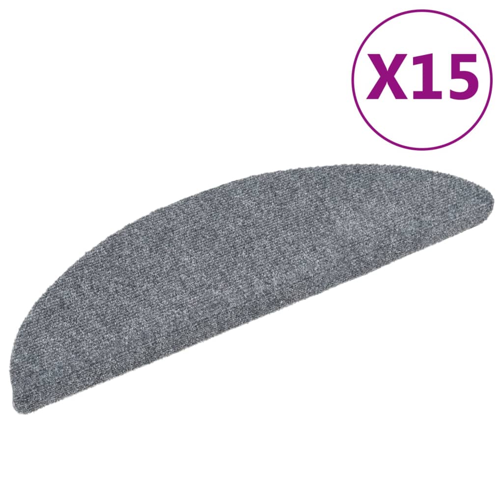 VidaXL Selbstklebende Treppenmatten 56x17x3 cm Nadelfilz Hellgrau 15 Stück