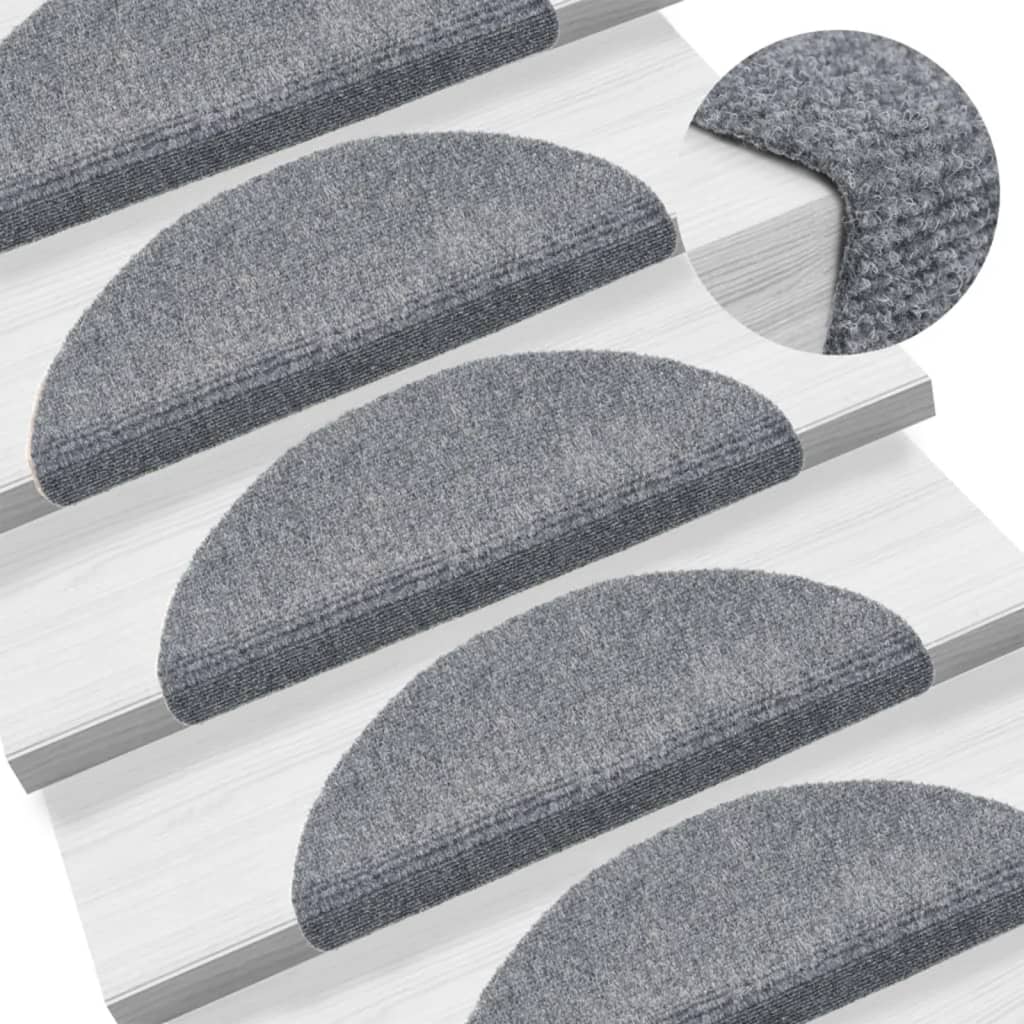 VidaXL Selbstklebende Treppenmatten 56x17x3 cm Nadelfilz Hellgrau 15 Stück