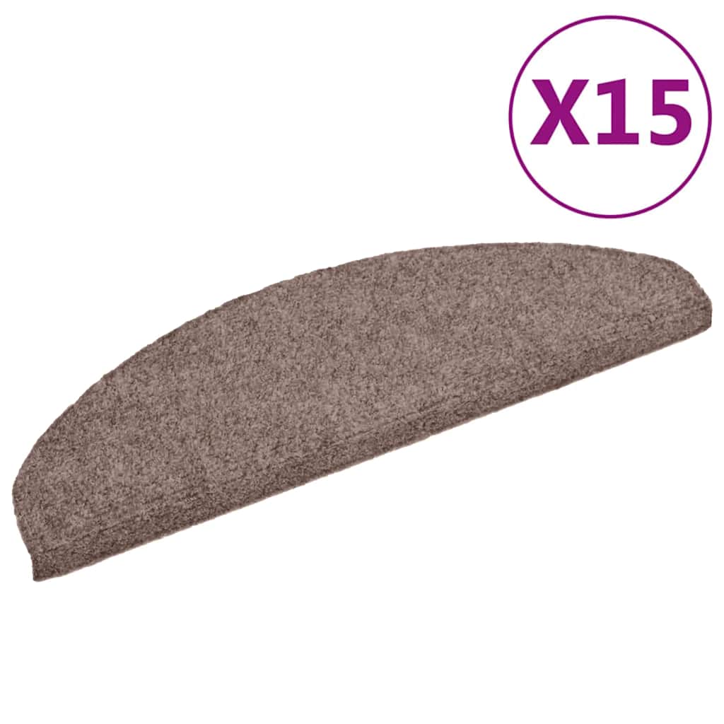 VidaXL Selbstklebende Treppenmatten 65 x 21 x 4 cm Nadelfilz Cremefarben 15 Stück