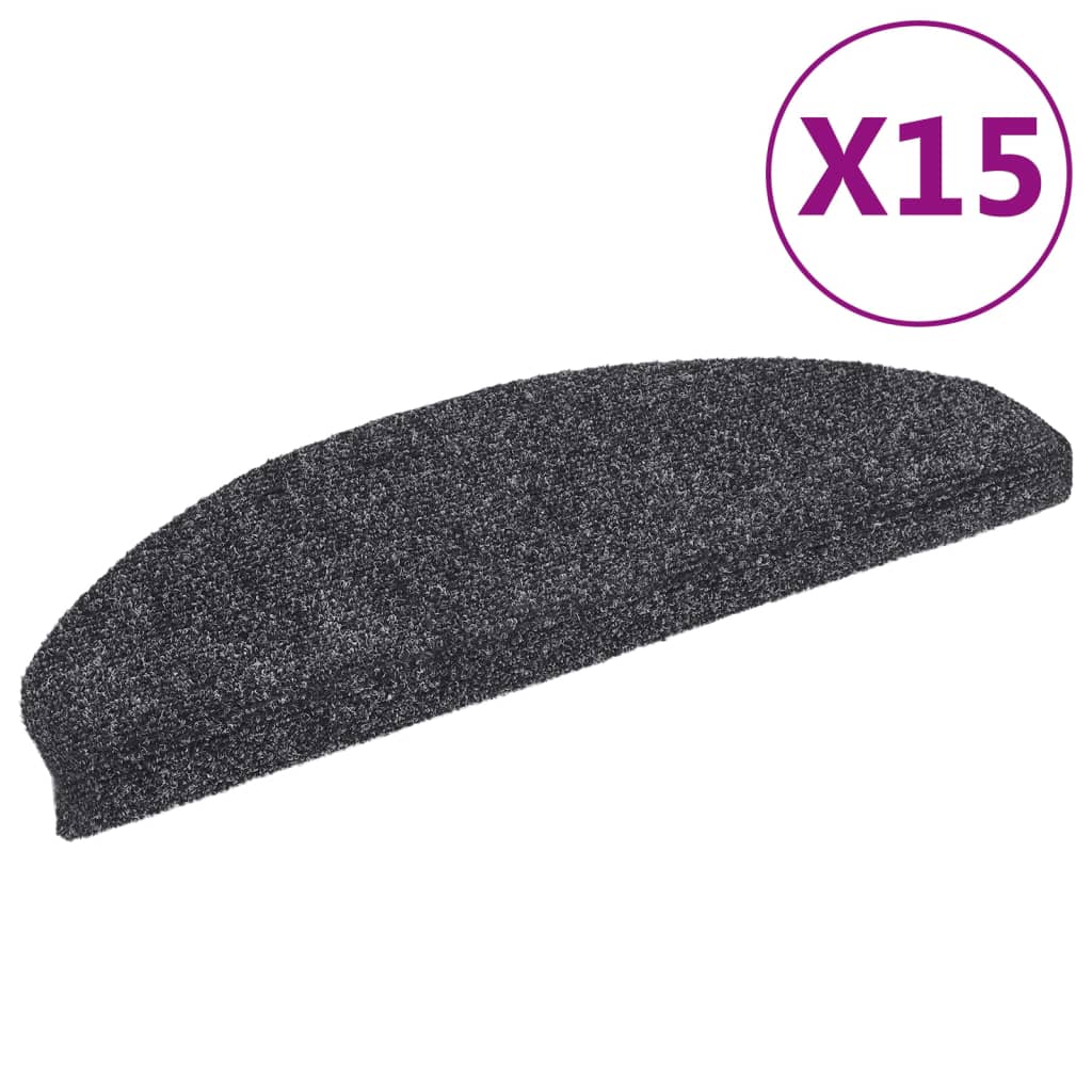 VidaXL Selbstklebende Treppenmatten 65x21x4 cm Nadelfilz Dunkelgrau 15 Stück