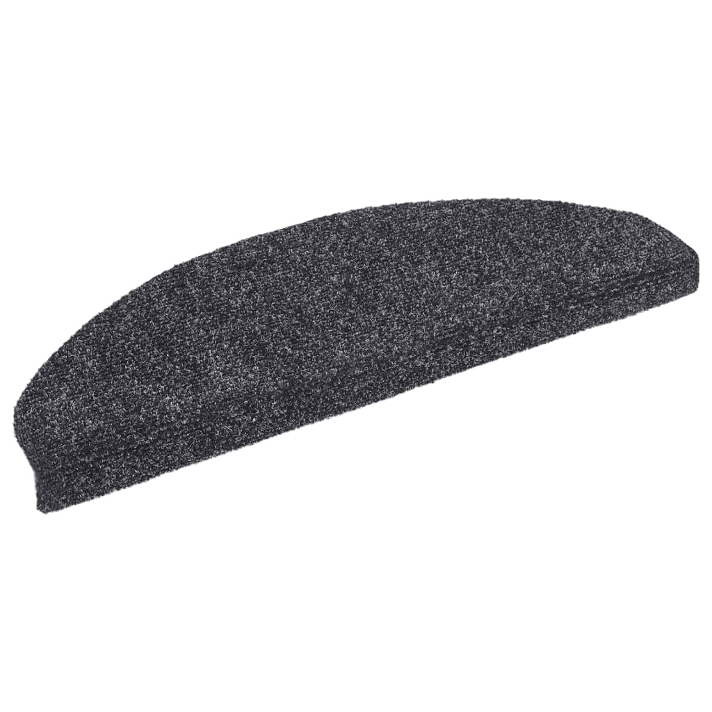 Vidaxl trapmatten zelfklevend 15 stuks 65x21x4 cm donkergrijs halfrond groot