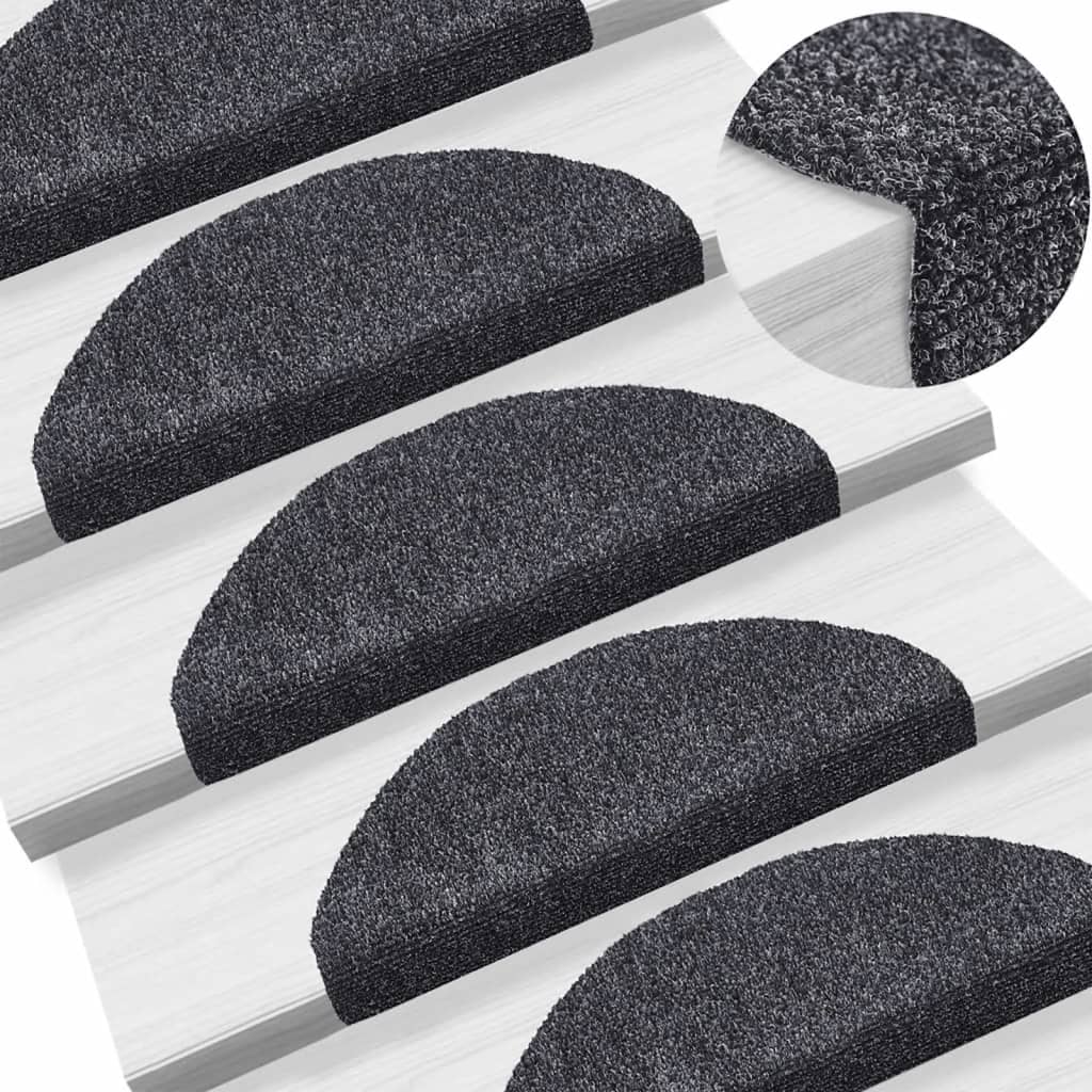 VidaXL Selbstklebende Treppenmatten 65x21x4 cm Nadelfilz Dunkelgrau 15 Stück