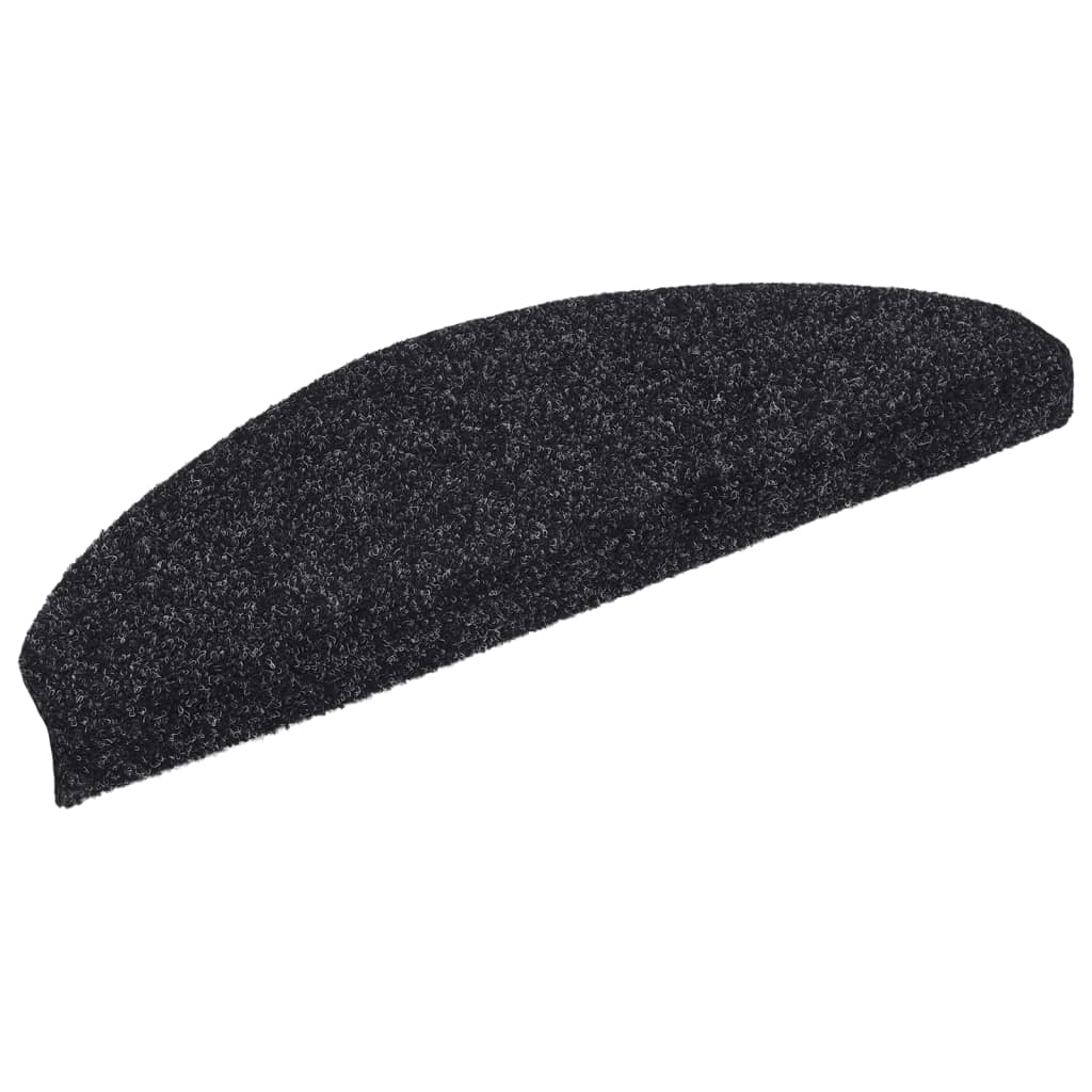 Vidaxl trapmatten zelfklevend 15 stuks 65x21x4 cm zwart halfrond groot