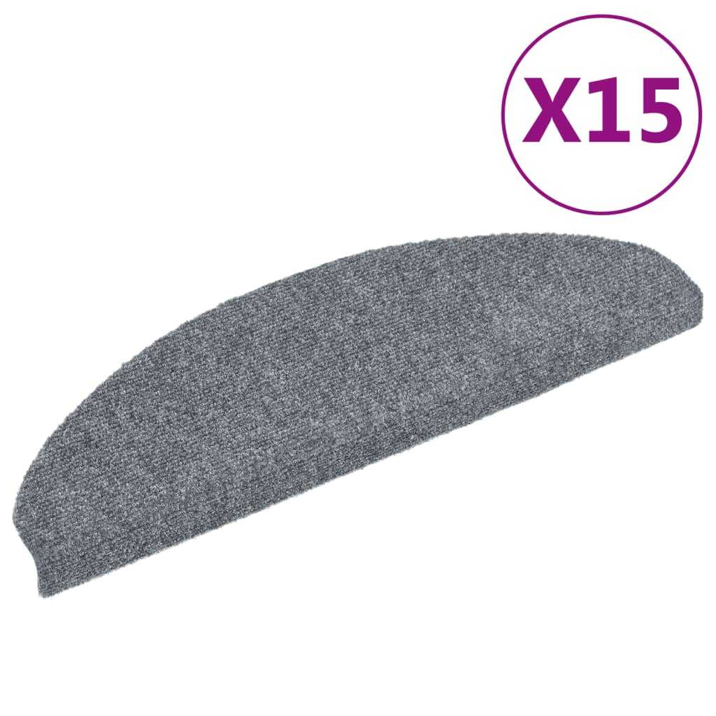 VidaXL Selbstklebende Treppenmatten 65x21x4 cm Nadelfilz Hellgrau 15 Stück
