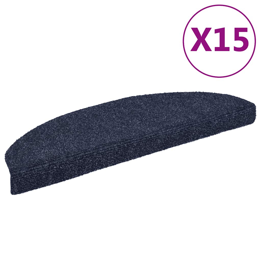 VidaXL Selbstklebende Treppenmatte 65x21x4 cm Nadelfilz Blau 15-teilig