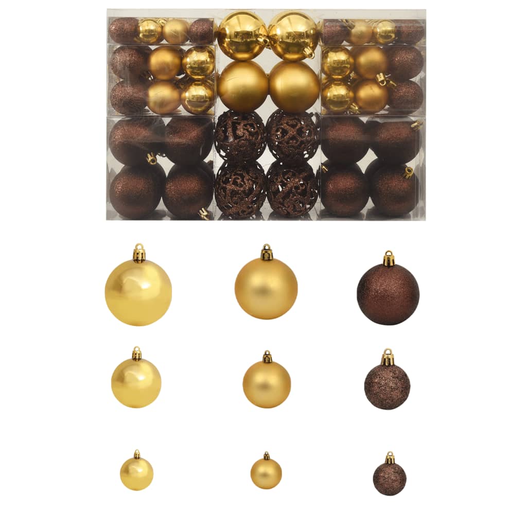 VidaXL 100-teiliges Weihnachtskugel-Set 3 4 6 cm braun bronze goldfarben