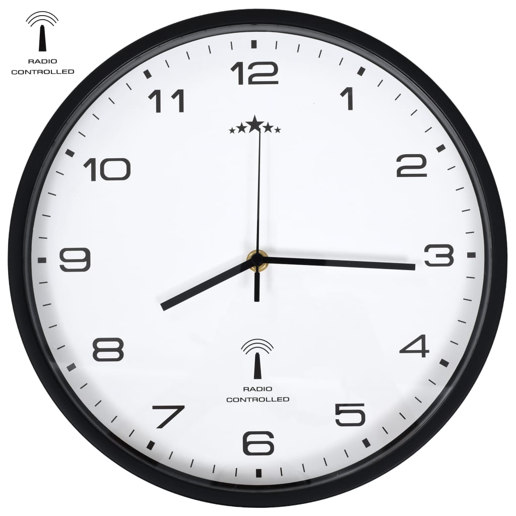 VidaXL Wanduhr mit Quarzwerk, Funksteuerung, 31 cm, Weiß und Schwarz