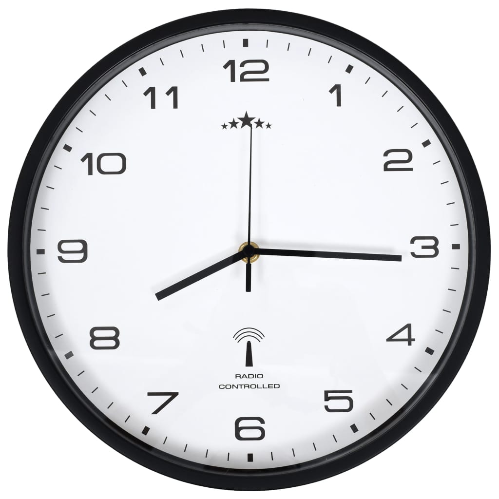 VidaXL Wanduhr mit Quarzwerk, Funksteuerung, 31 cm, Weiß und Schwarz