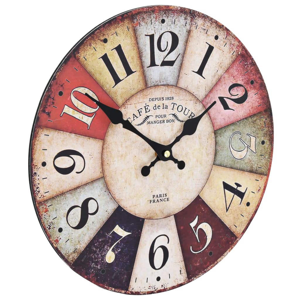 VidaXL Wanduhr im Vintage-Stil, 30 cm, mehrfarbig
