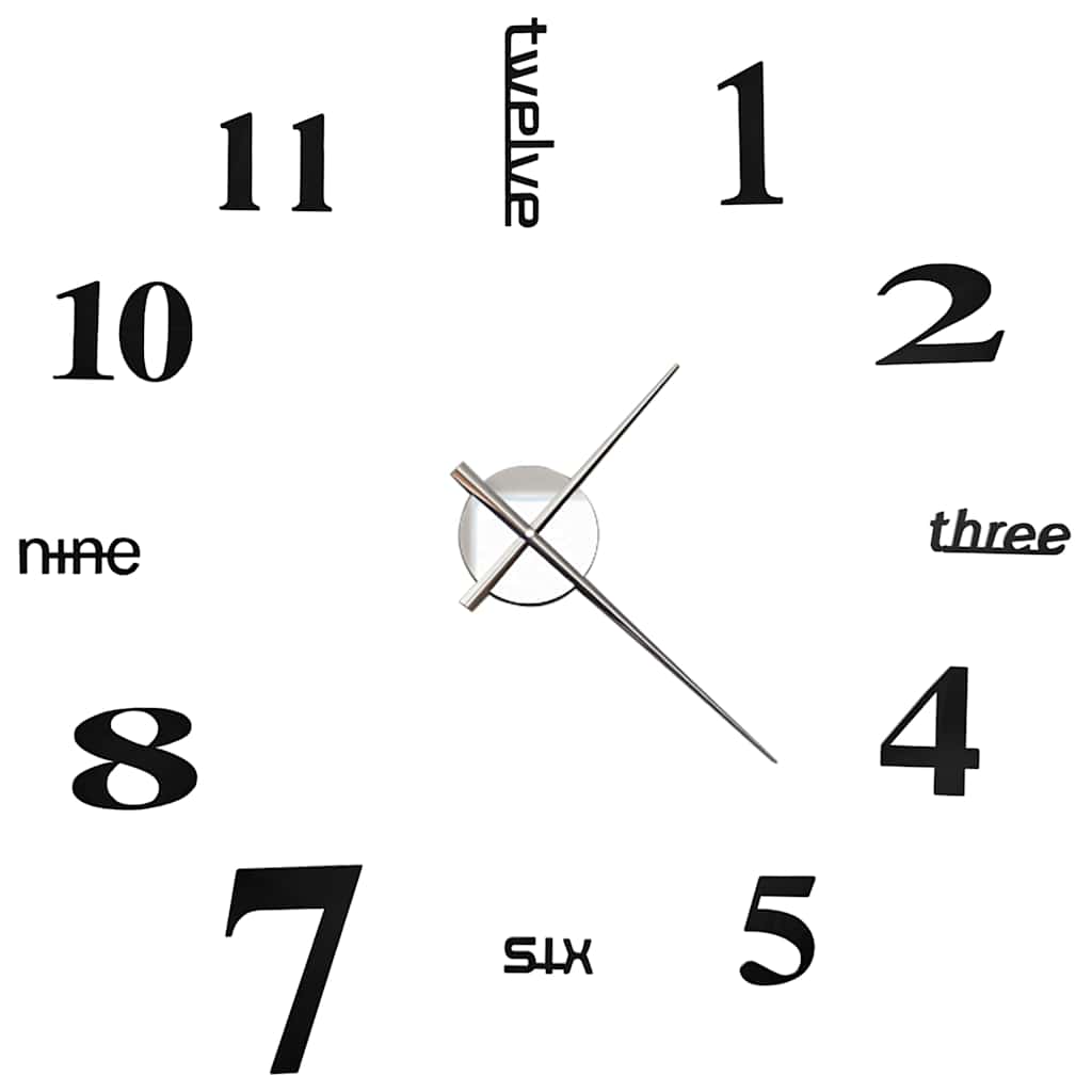 VidaXL 3D-Wanduhr 100 cm XXL Modern Schwarz
