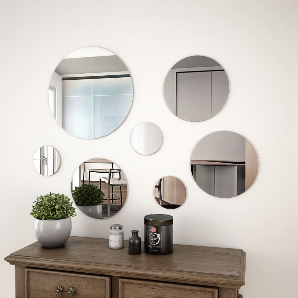 VidaXL Wandspiegel-Set, rundes Glas, 7-teilig