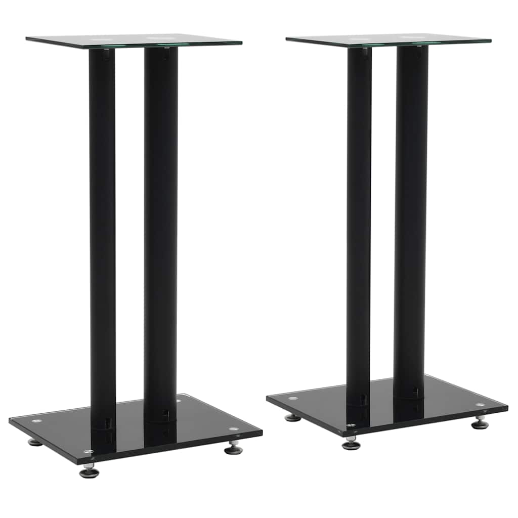 VidaXL Lautsprecherstandards Säulendesign Temperiertes Glas schwarz 2 Stk