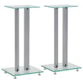 VidaXL Lautsprecherstandards Säulendesign Temperiertes Glas Silber 2 Stk