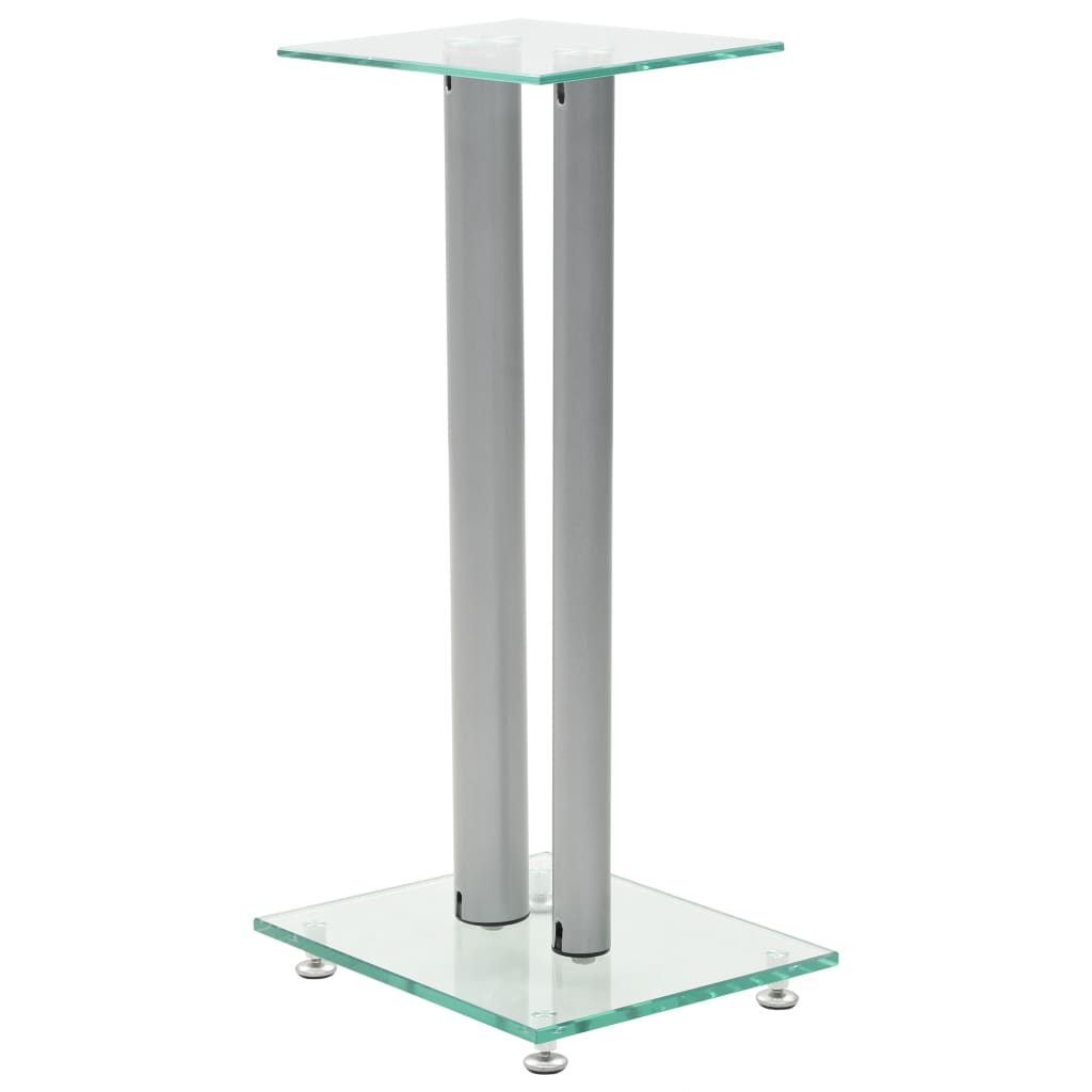 VidaXL Lautsprecherstandards Säulendesign Temperiertes Glas Silber 2 Stk