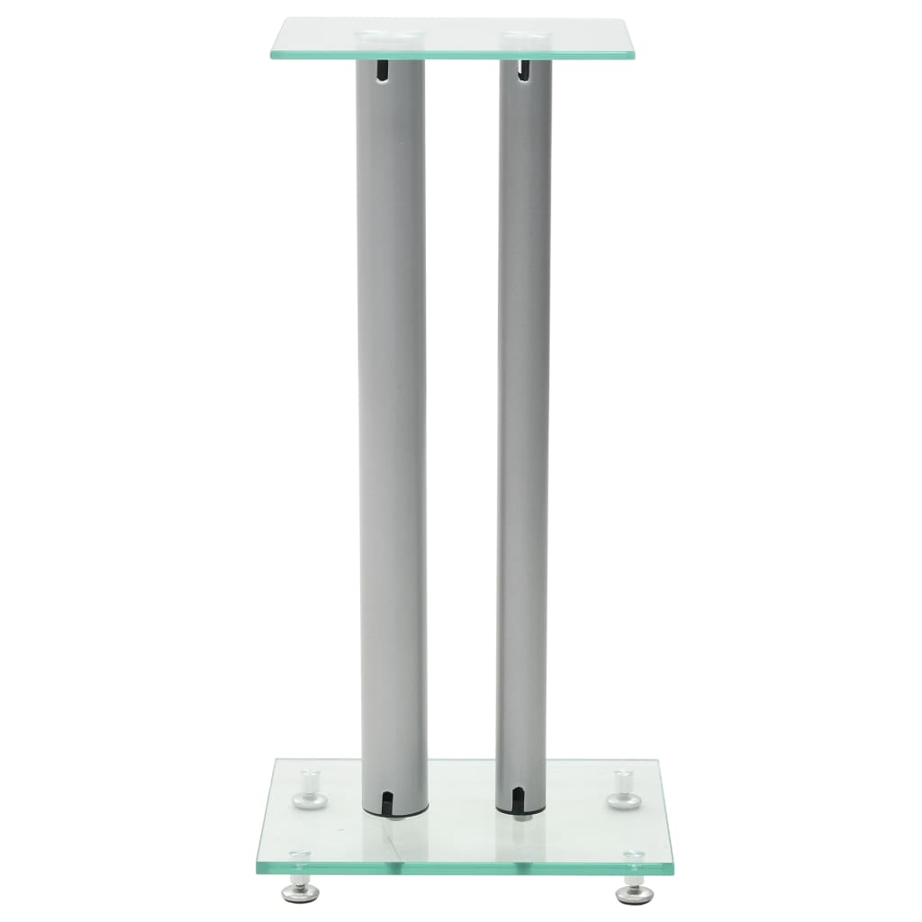 VidaXL Lautsprecherstandards Säulendesign Temperiertes Glas Silber 2 Stk