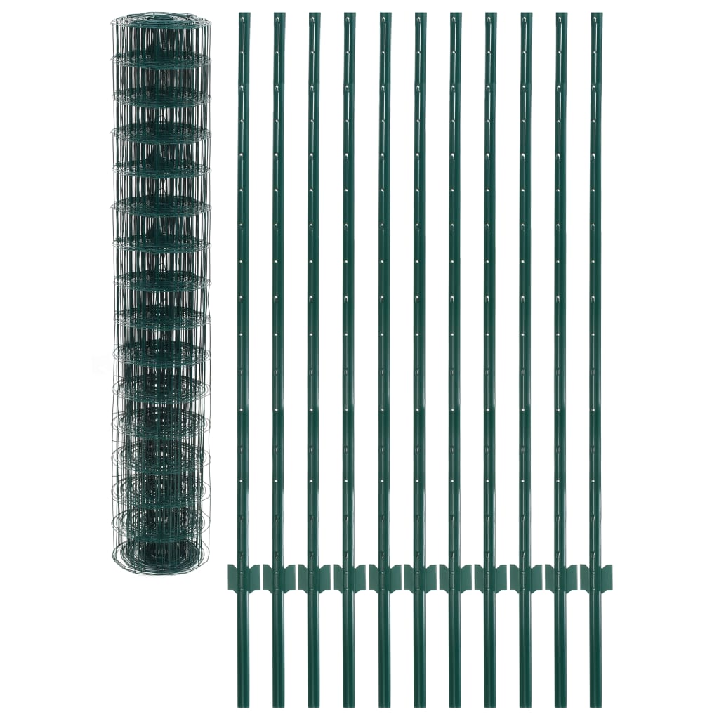 Vidaxl euro hek 20x1,5 m staal groen