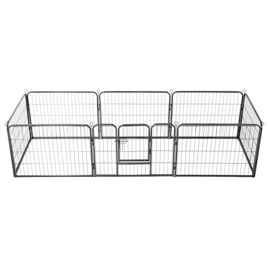 Vidaxl hondenren met 8 panelen 80x60 cm staal zwart