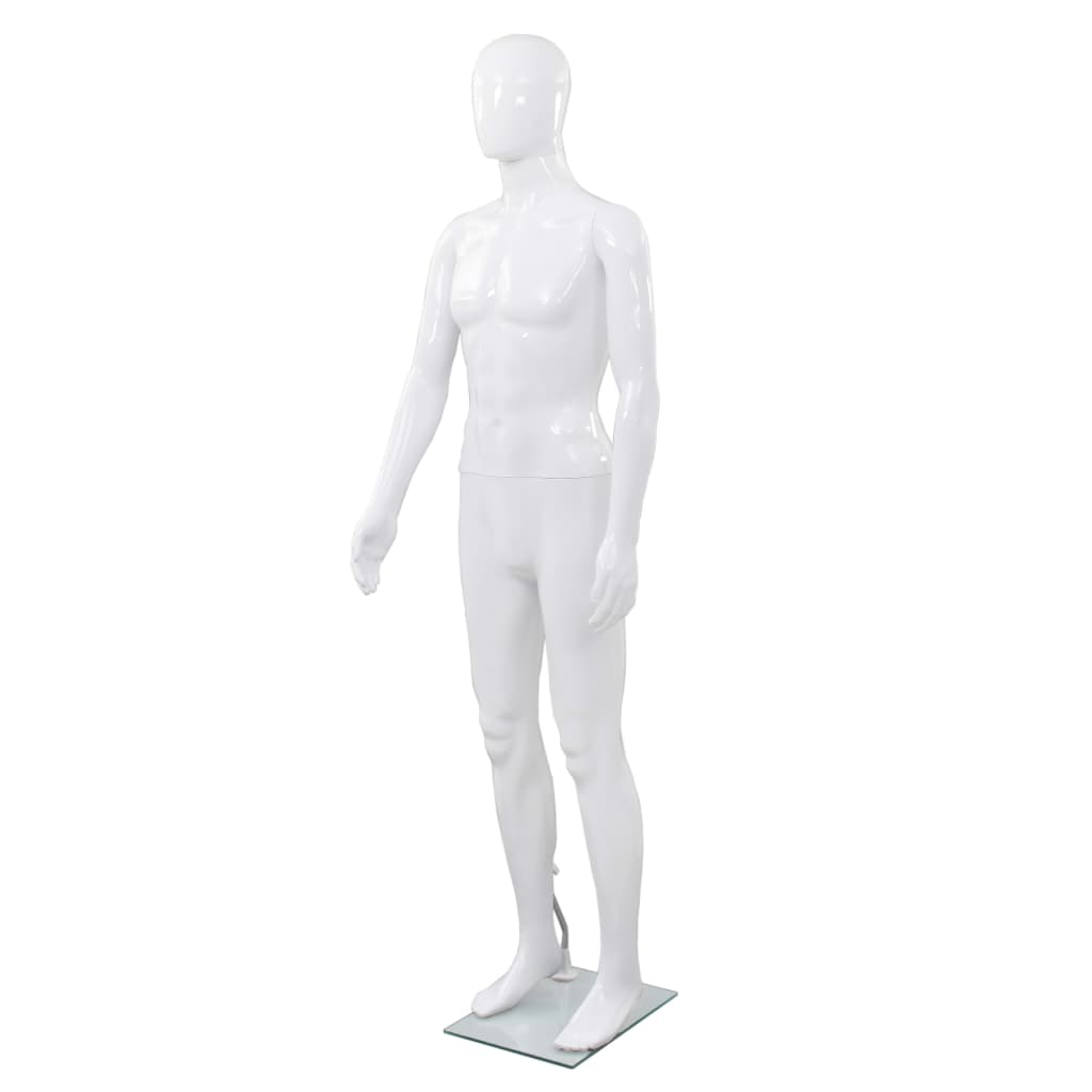 Vidaxl Estalage Puppe männlich mit Glas 175 cm weiß glänzend