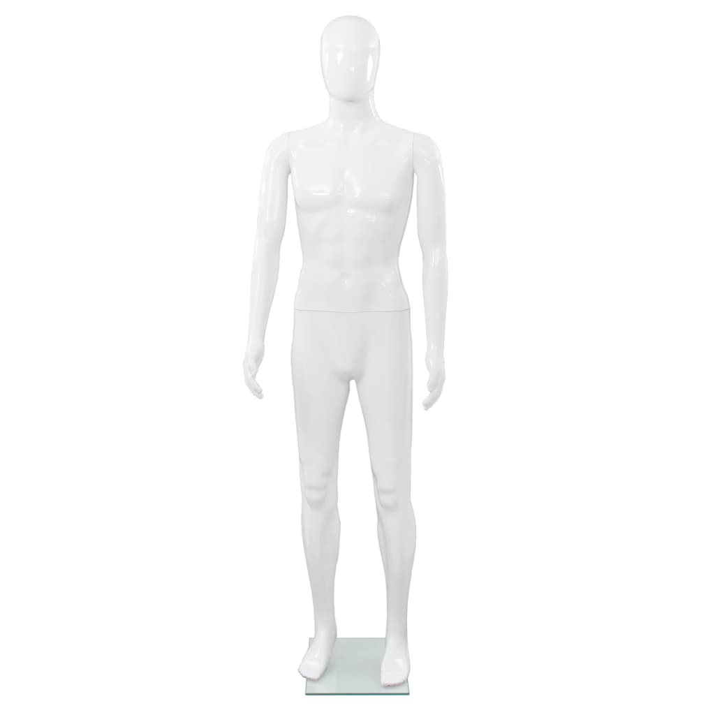 Vidaxl Estalage Puppe männlich mit Glas 175 cm weiß glänzend