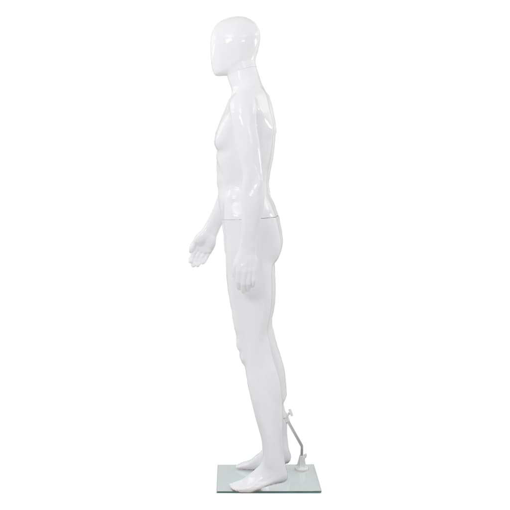 Vidaxl Estalage Puppe männlich mit Glas 175 cm weiß glänzend