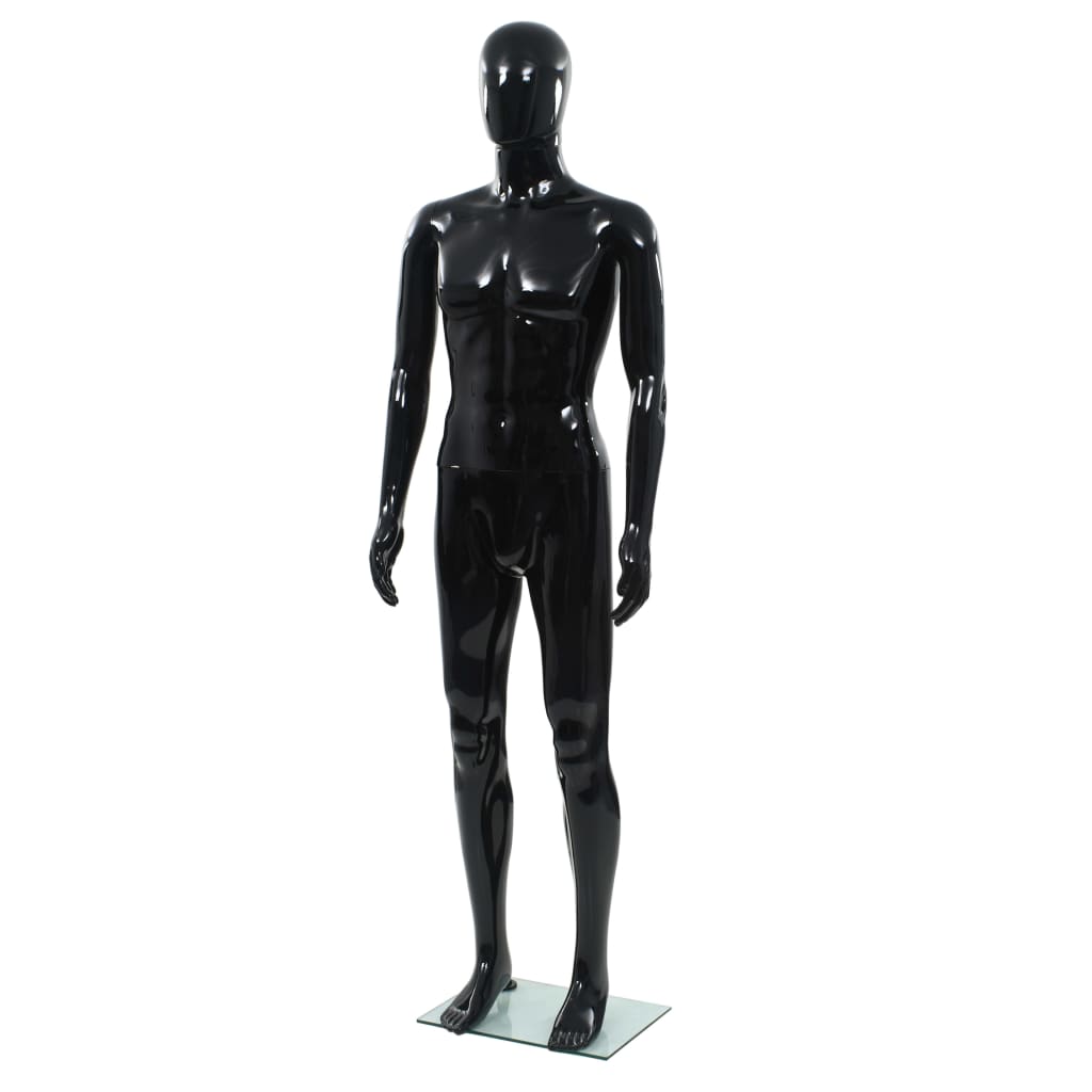 Vidaxl Estalage Puppe Männlich mit Glas 185 cm glänzend schwarz