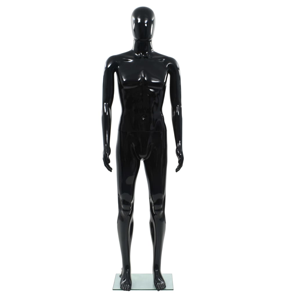 Vidaxl Estalage Puppe Männlich mit Glas 185 cm glänzend schwarz