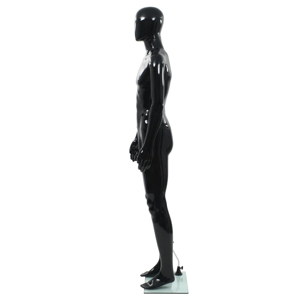 Vidaxl Estalage Puppe Männlich mit Glas 185 cm glänzend schwarz