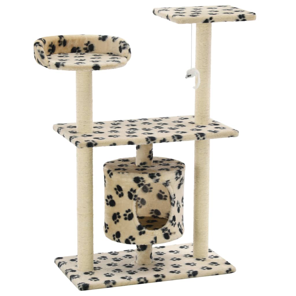 Vidaxl -Katzenkratzerpost mit Sisal -Kratzer -Posts 95 cm Paw Prints Beige