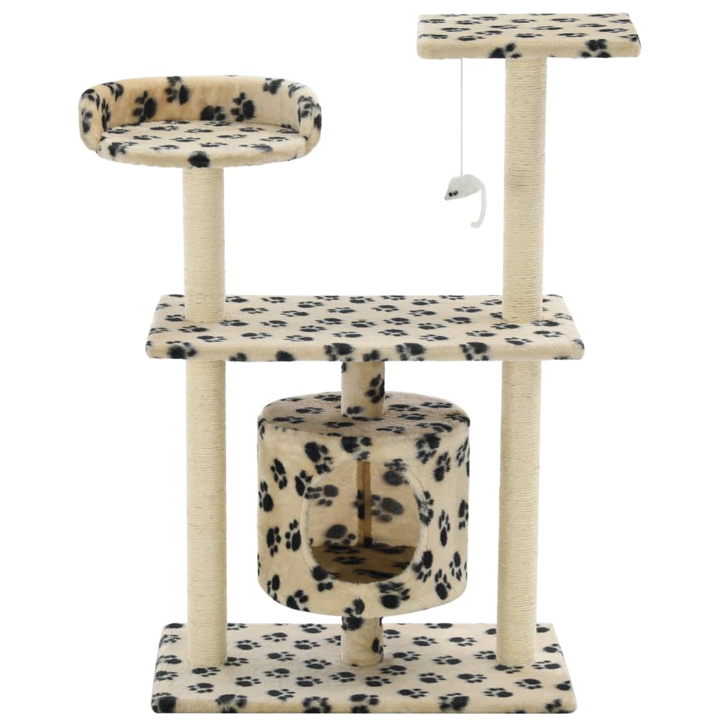 Vidaxl -Katzenkratzerpost mit Sisal -Kratzer -Posts 95 cm Paw Prints Beige