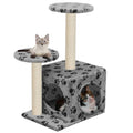 VidaXL Katzenkratzbaum mit Sisal-Kratzstämmen, 60 cm, Pfotenabdrücke, Grau