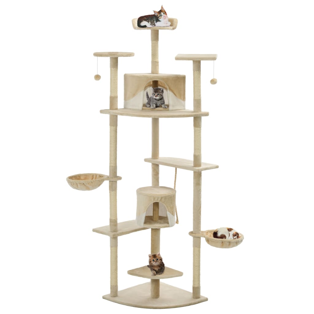 Vidaxl Katzenkratzbaum mit Sisal - Kratzern 203 cm Beige und Weiß