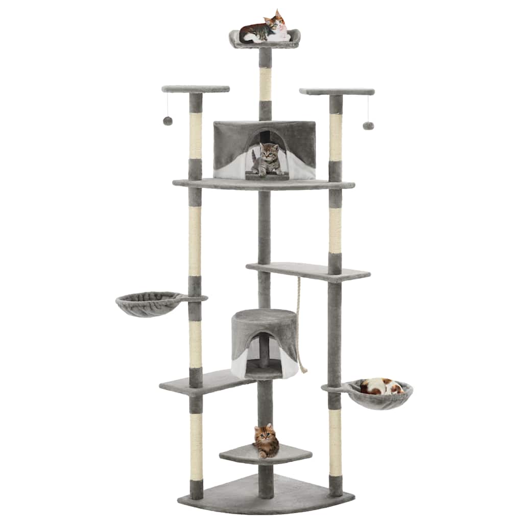 Vidaxl Katzenkratzbaum mit Sisal - Kratzern 203 cm grau und weiß