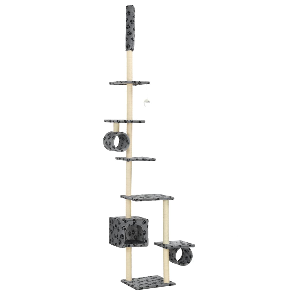 Vidaxl -Katzenkratzerpfosten mit Sisalstangen 260 cm Pfotenabdrücke grau