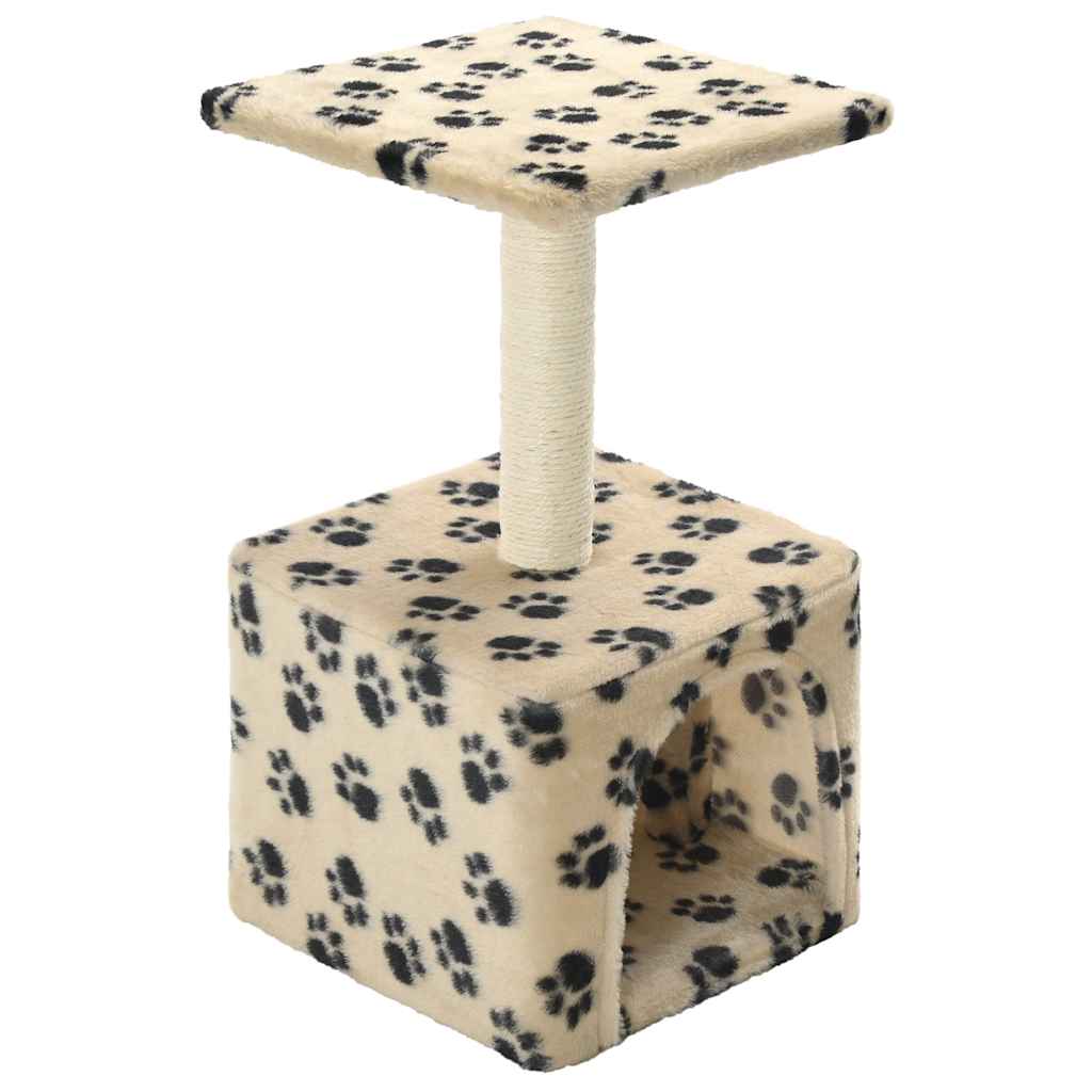 VidaXL Katzenkratzbaum mit Sisal-Kratzstamm 55 cm Pfotenabdrücke Beige