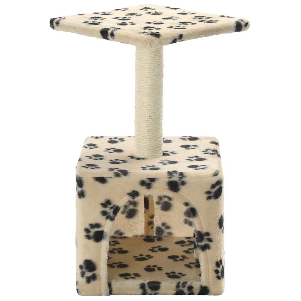 VidaXL Katzenkratzbaum mit Sisal-Kratzstamm 55 cm Pfotenabdrücke Beige
