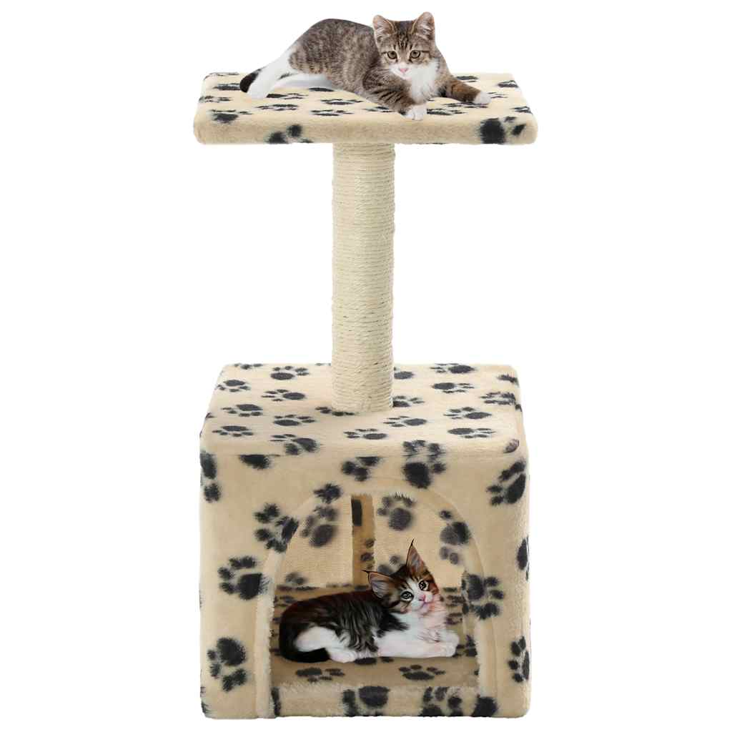 VidaXL Katzenkratzbaum mit Sisal-Kratzstamm 55 cm Pfotenabdrücke Beige