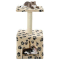 VidaXL Katzenkratzbaum mit Sisal-Kratzstamm 55 cm Pfotenabdrücke Beige