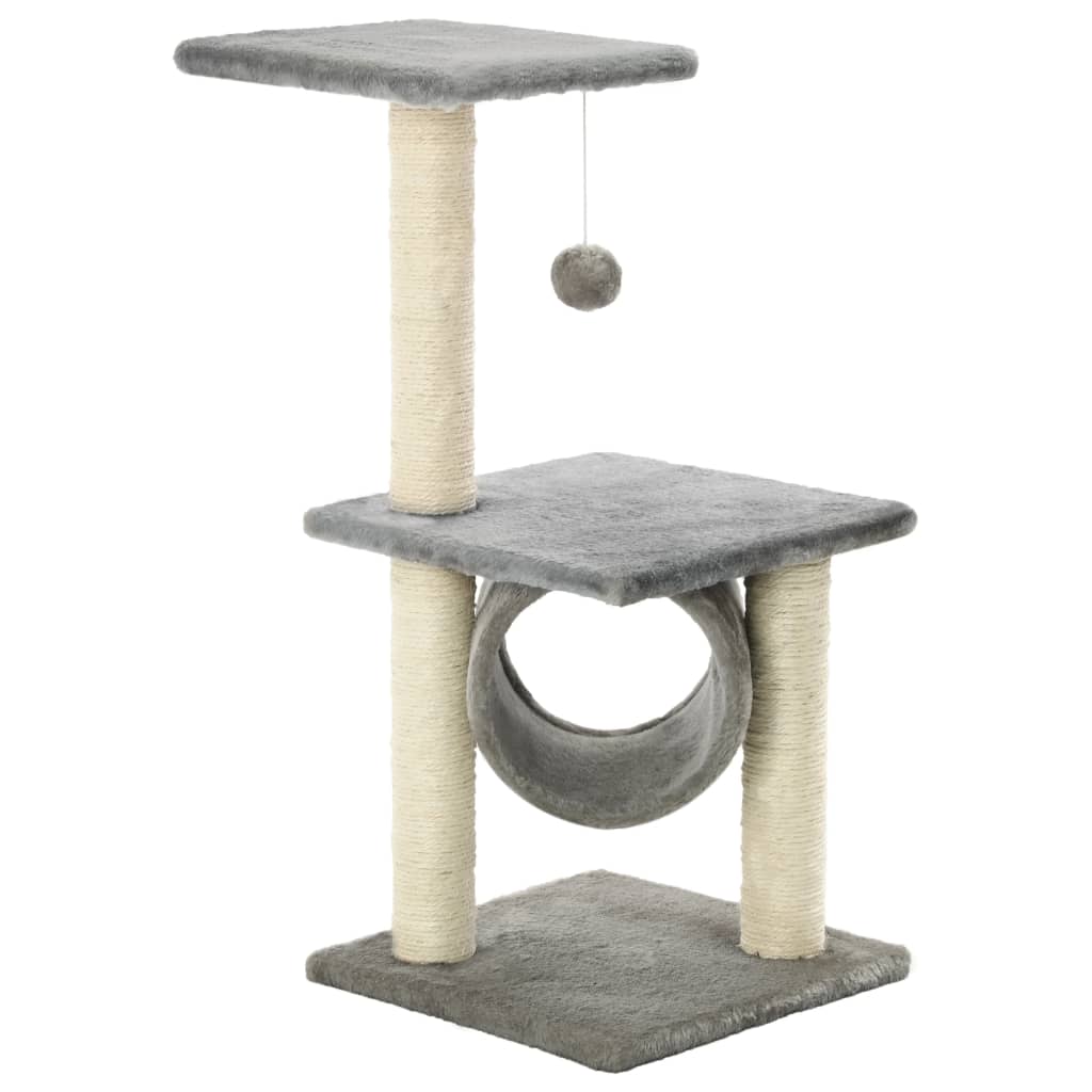 VidaXL Katzenkratzbaum mit Sisal-Kratzstämmen 65 cm Grau