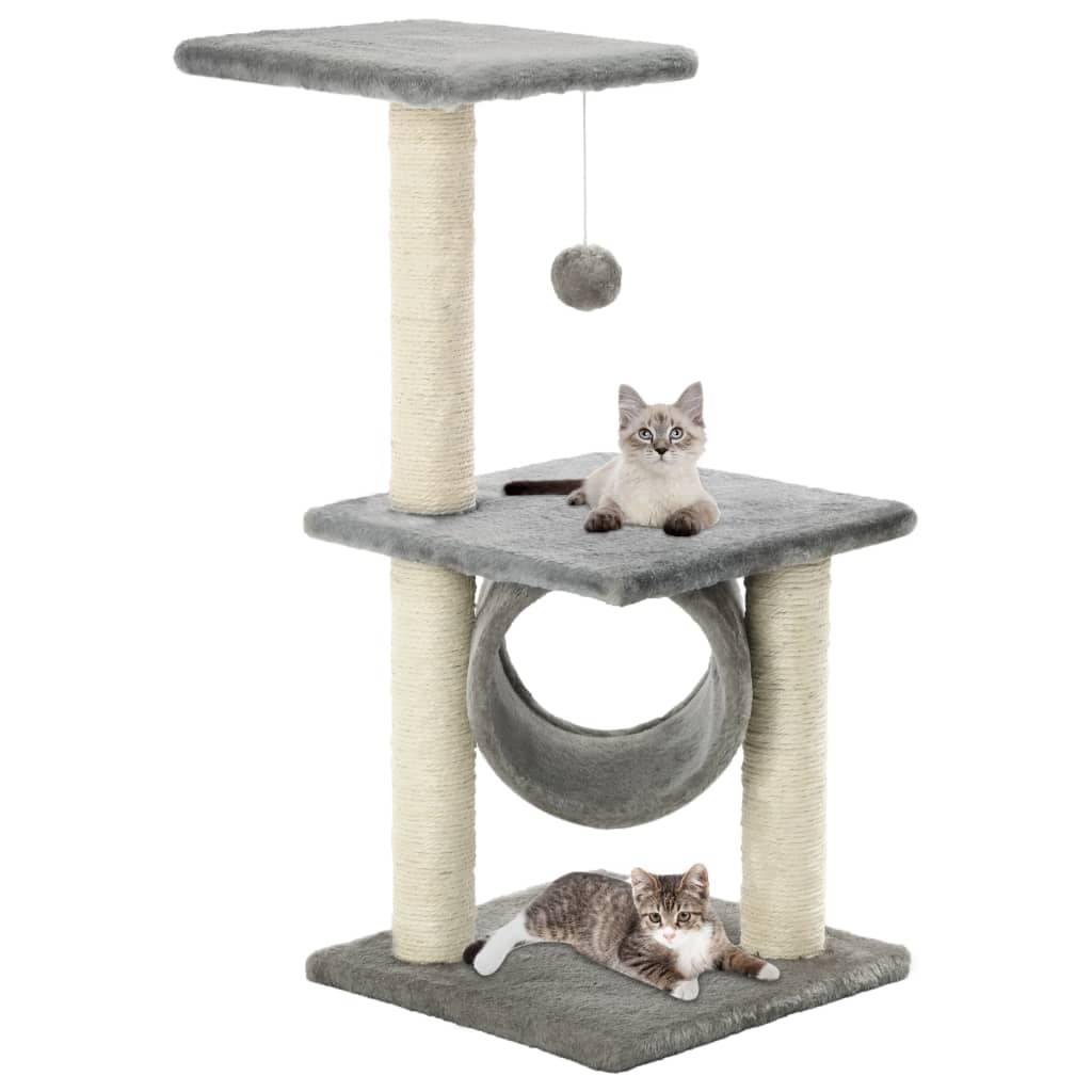 VidaXL Katzenkratzbaum mit Sisal-Kratzstämmen 65 cm Grau