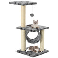 VidaXL Katzenkratzbaum mit Sisal-Kratzstämmen, 65 cm, Pfotenabdrücke, Grau