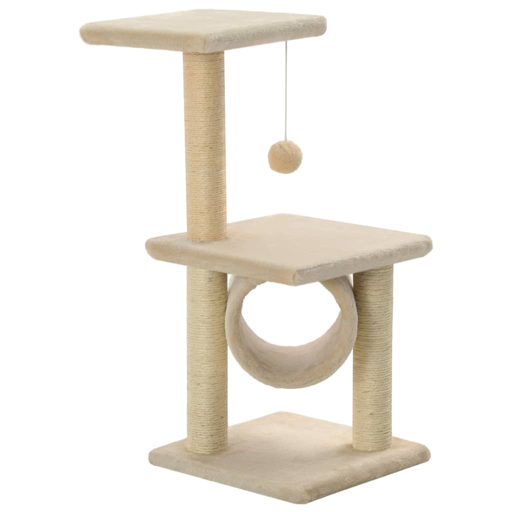 VidaXL Katzenkratzbaum mit Sisal-Kratzstämmen 65 cm Beige