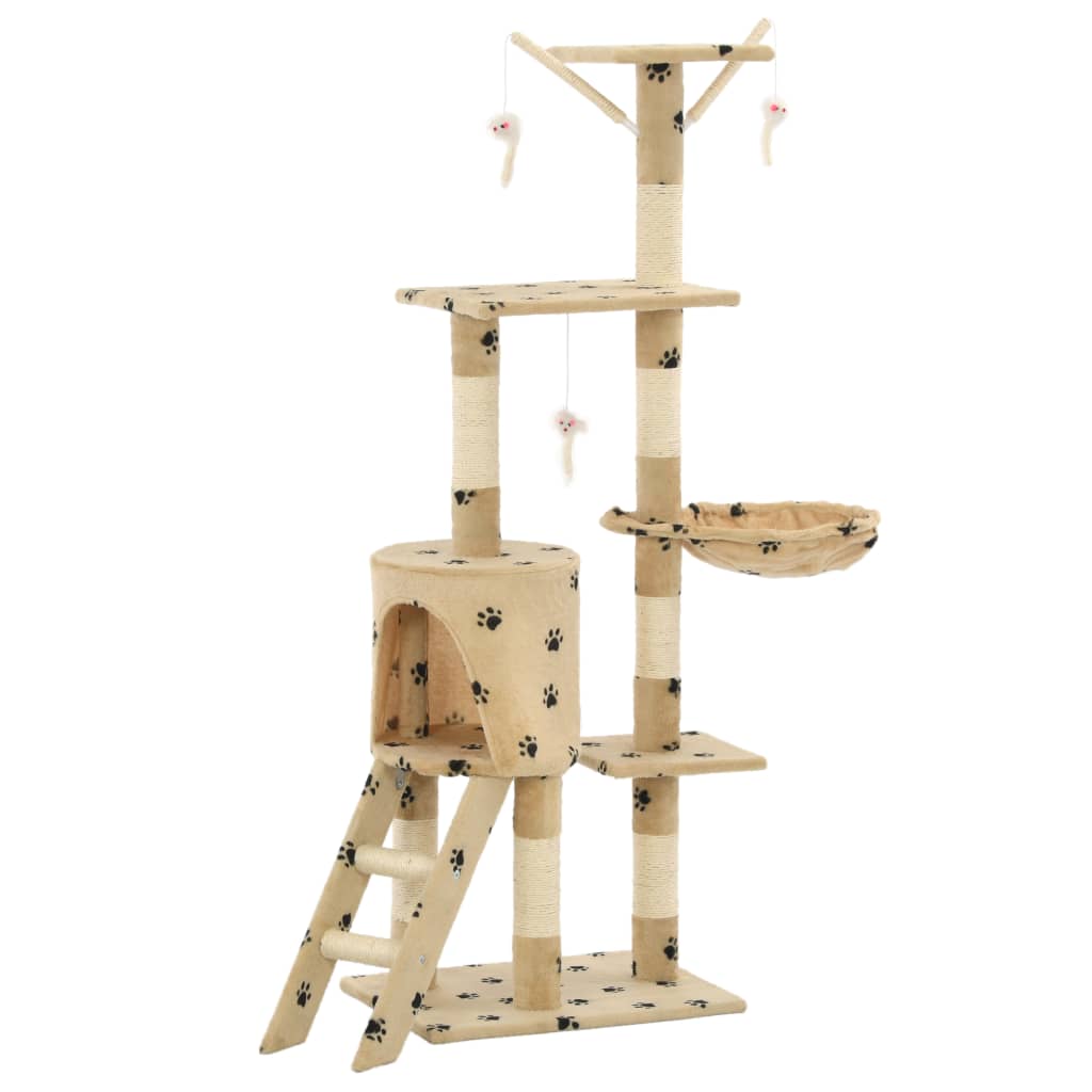 VIDAXL -Katzenkratzerpost mit Sisal -Kratzer -Posts 138 cm Pfotenabdrücke Beige