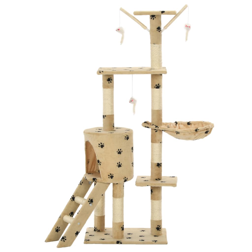 VIDAXL -Katzenkratzerpost mit Sisal -Kratzer -Posts 138 cm Pfotenabdrücke Beige