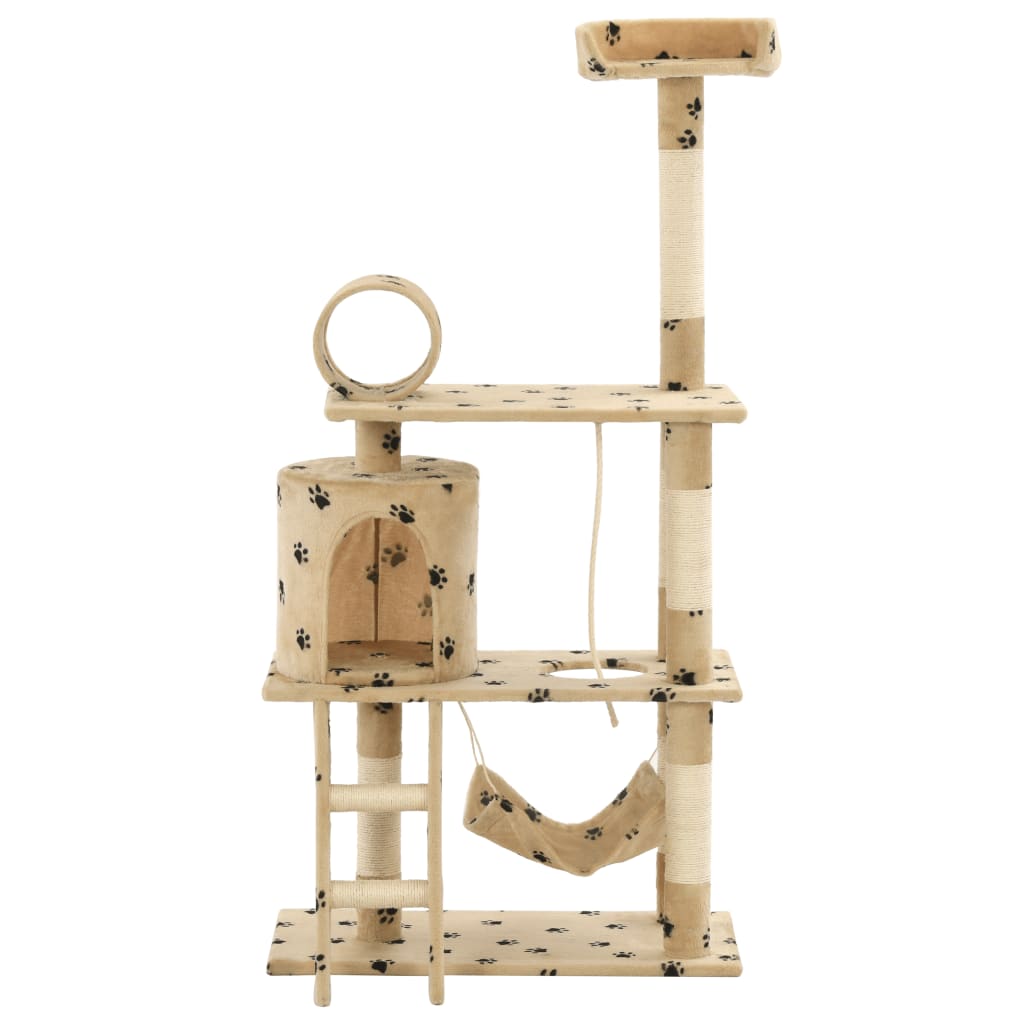 VIDAXL -Katzenkratzerpfosten mit Sisal -Kratzerpfosten 140 cm Pfotenabdruck Beige
